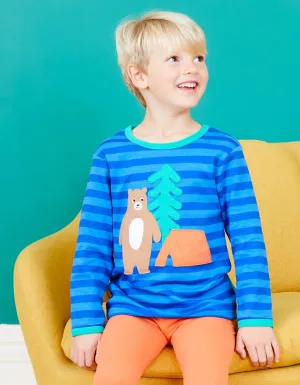 Organic Camping Bear Applique T-Shirt