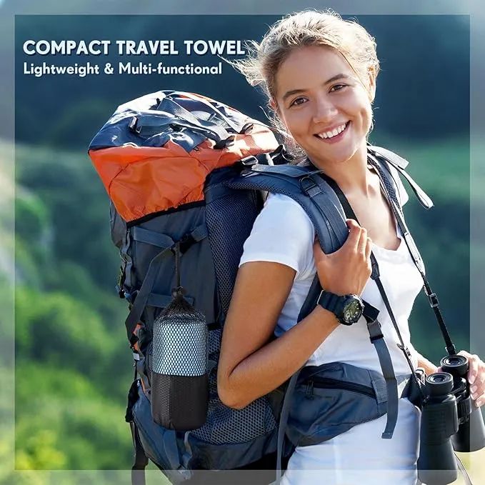 Oudain 6 Pieces Quick Dry Travel Towel Bulk, Microfiber Beach Towel with Bag Compact Soft Trip Towel Lightweight Adults Towel for Camping, Gym Beach Swimming Yoga, 20 x 39 Inches (Fresh Color)