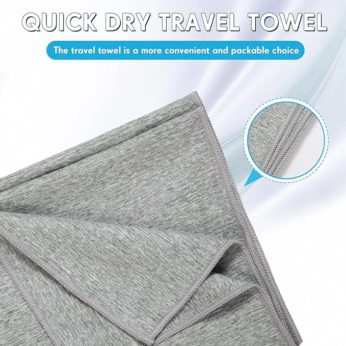 Oudain 6 Pieces Quick Dry Travel Towel Bulk, Microfiber Beach Towel with Bag Compact Soft Trip Towel Lightweight Adults Towel for Camping, Gym Beach Swimming Yoga, 20 x 39 Inches (Fresh Color)