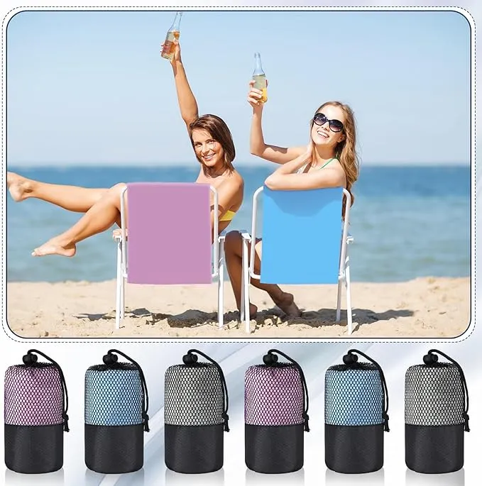 Oudain 6 Pieces Quick Dry Travel Towel Bulk, Microfiber Beach Towel with Bag Compact Soft Trip Towel Lightweight Adults Towel for Camping, Gym Beach Swimming Yoga, 20 x 39 Inches (Fresh Color)