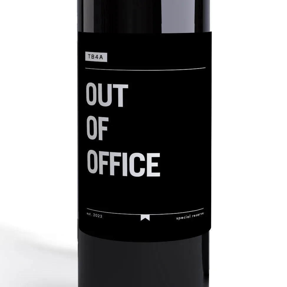 Out Of Office Bottle Label
