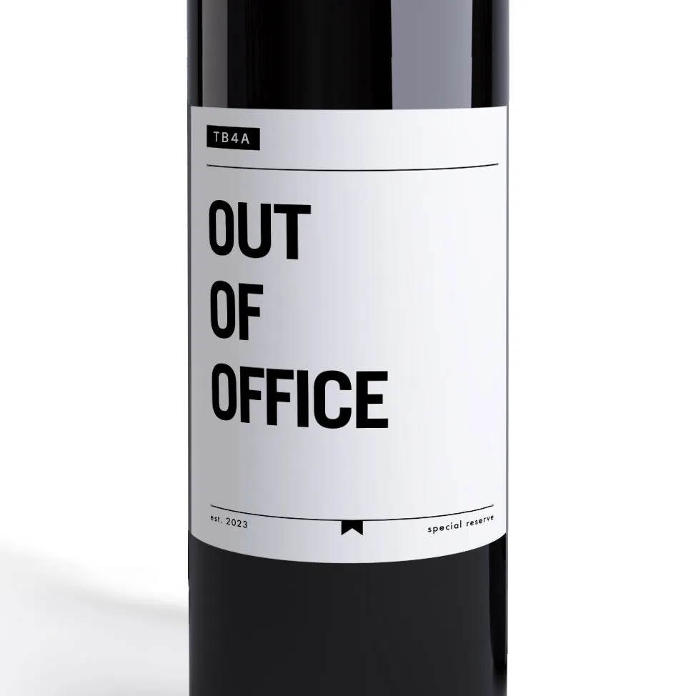 Out Of Office Bottle Label