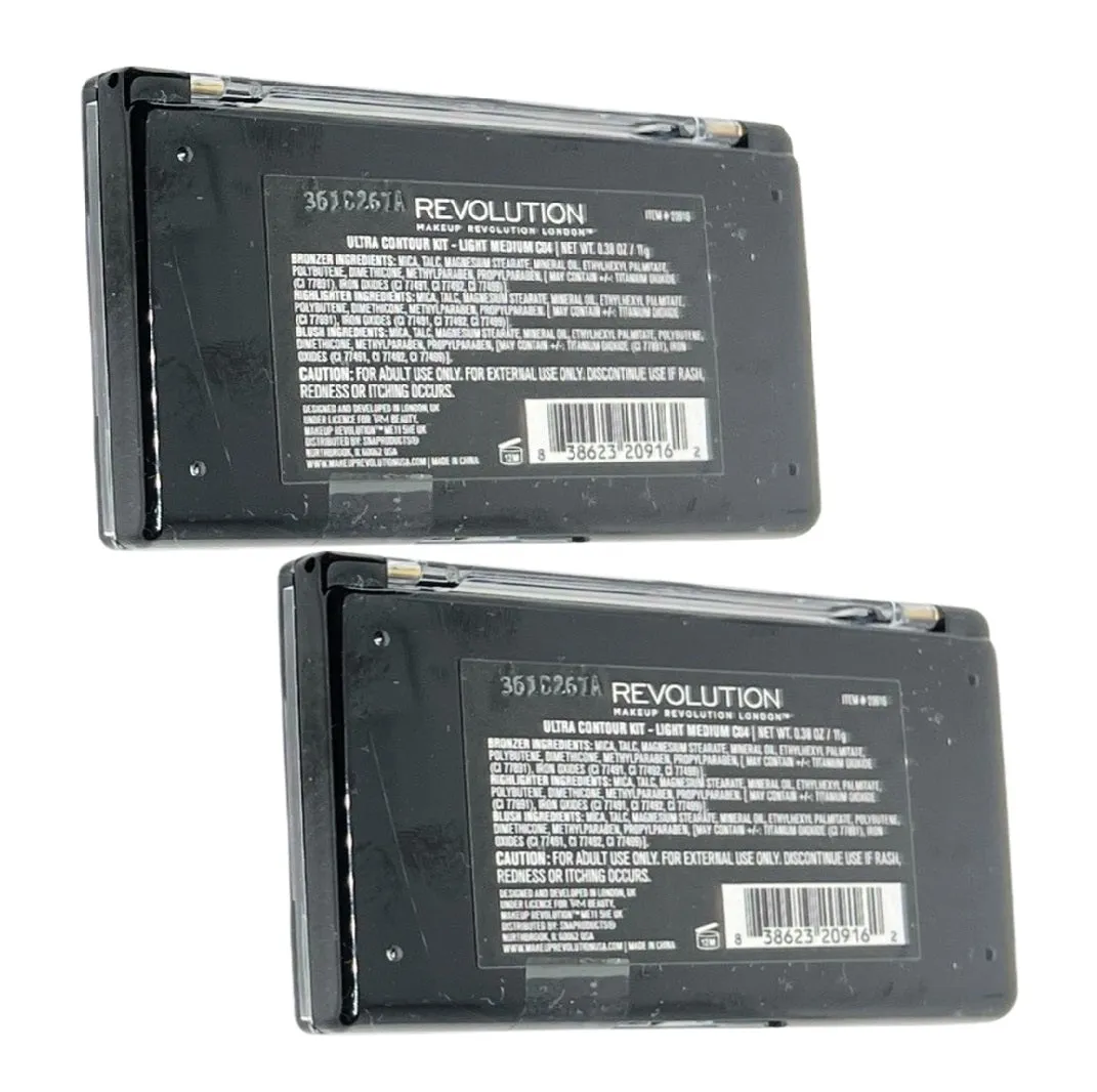 Pack of 2 Makeup Revolution Beauty Ultra Contour Kit, Light Medium C04