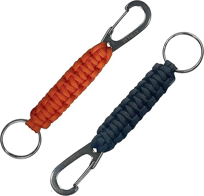 Paracord Keychain with Carabiner, Key Fob Braided Lanyard Keychain with Utility Ring & Enlarged Mouth Clip