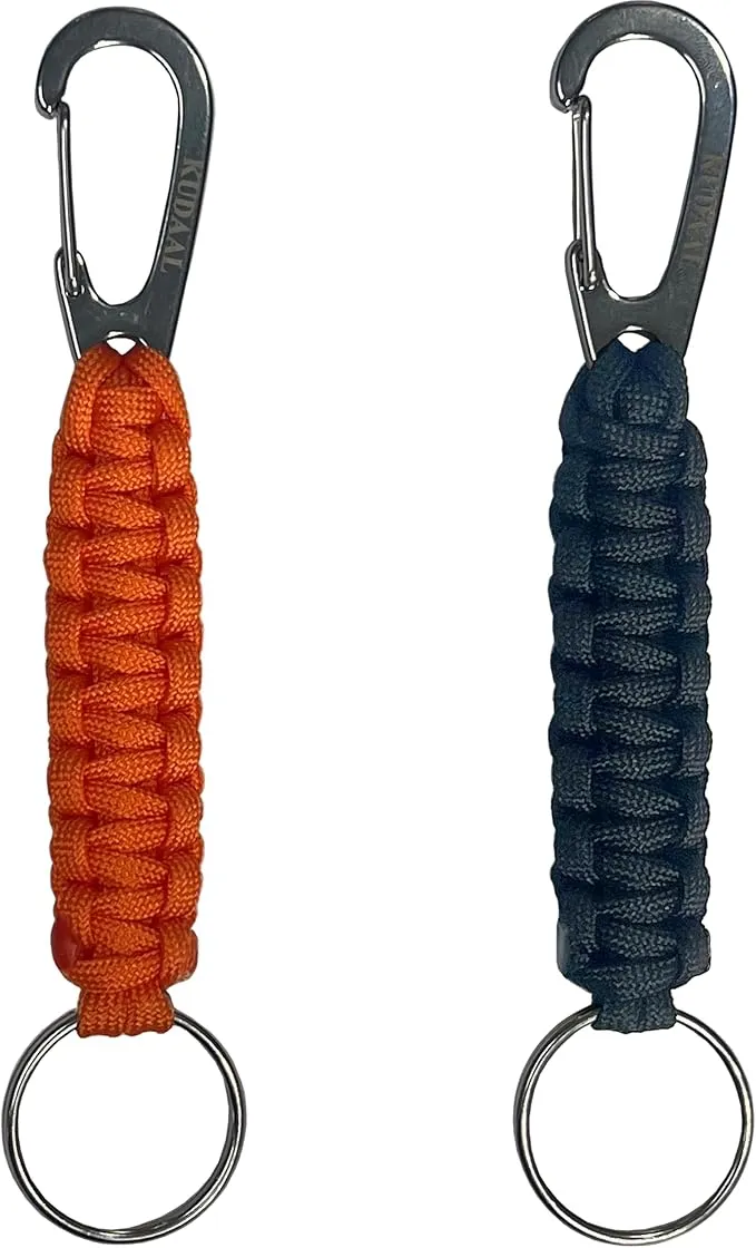 Paracord Keychain with Carabiner, Key Fob Braided Lanyard Keychain with Utility Ring & Enlarged Mouth Clip