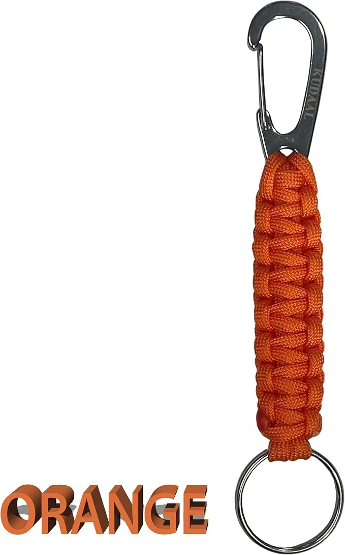 Paracord Keychain with Carabiner, Key Fob Braided Lanyard Keychain with Utility Ring & Enlarged Mouth Clip