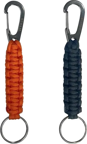 Paracord Keychain with Carabiner, Key Fob Braided Lanyard Keychain with Utility Ring & Enlarged Mouth Clip