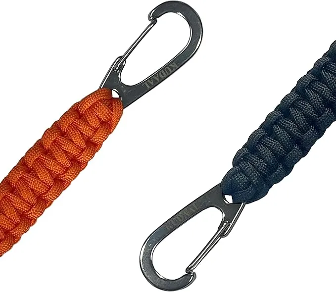 Paracord Keychain with Carabiner, Key Fob Braided Lanyard Keychain with Utility Ring & Enlarged Mouth Clip
