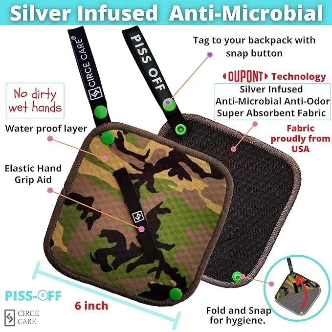 Pee Cloth:Silver Infused Pee rag for Women who Pee Outdoors, Reusable Absorbent Wipes, Eco alt. to Toilet Paper, Female Urination Solution for Camping, Hiking (2pc Combi- Galaxy Camo)