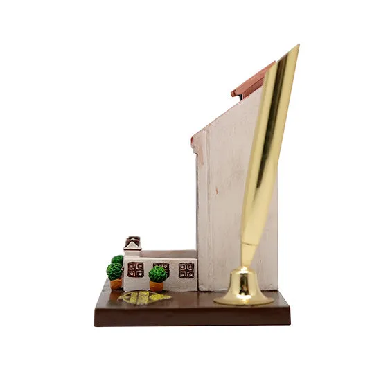 Peranakan House Polyresin Cylinder Pen Holder - Pink