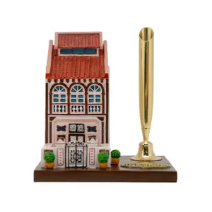 Peranakan House Polyresin Cylinder Pen Holder - Pink