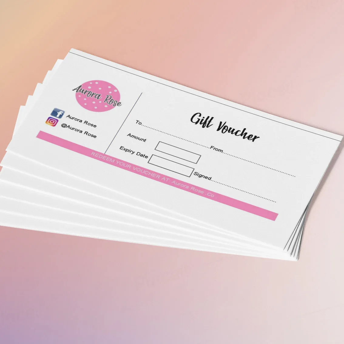 PERSONALISED GIFT VOUCHERS - 21cm x 9.9cm