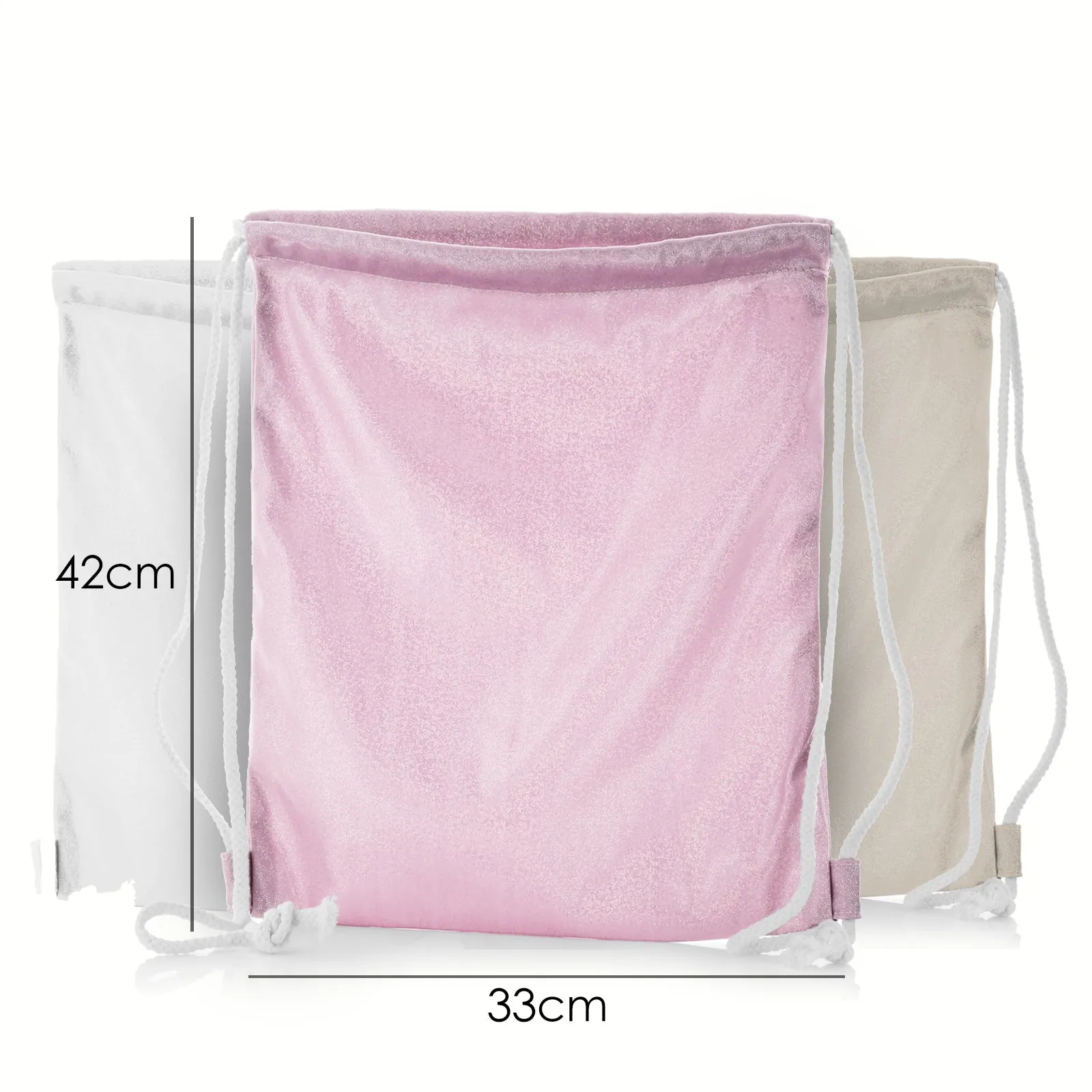 Personalised Glitter Drawstring Backpack with Welcoming Text and Embracing Mum and Baby Koalas