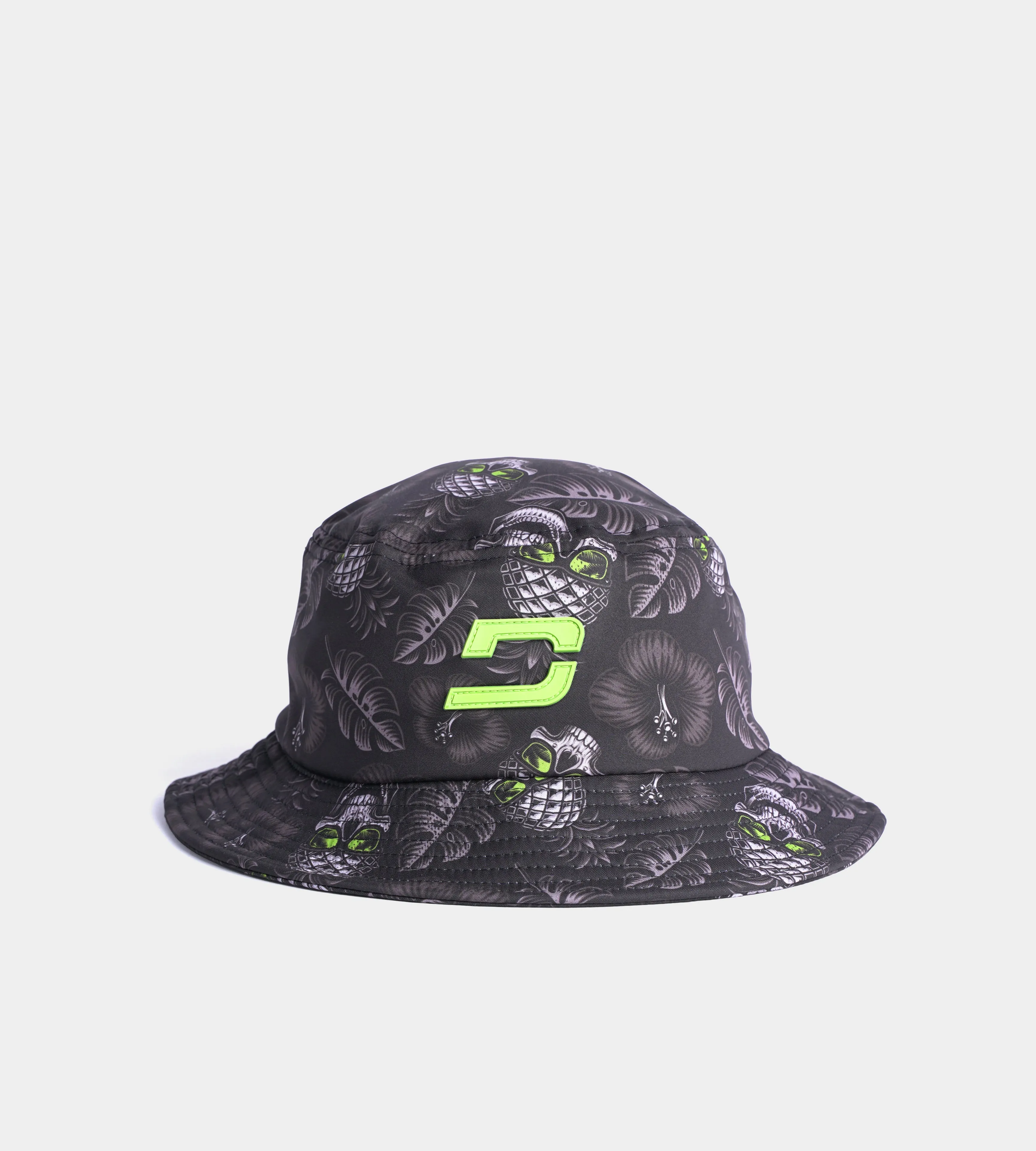 PINEAPPLE SKULLZ BUCKET HAT - BLACK / LIME