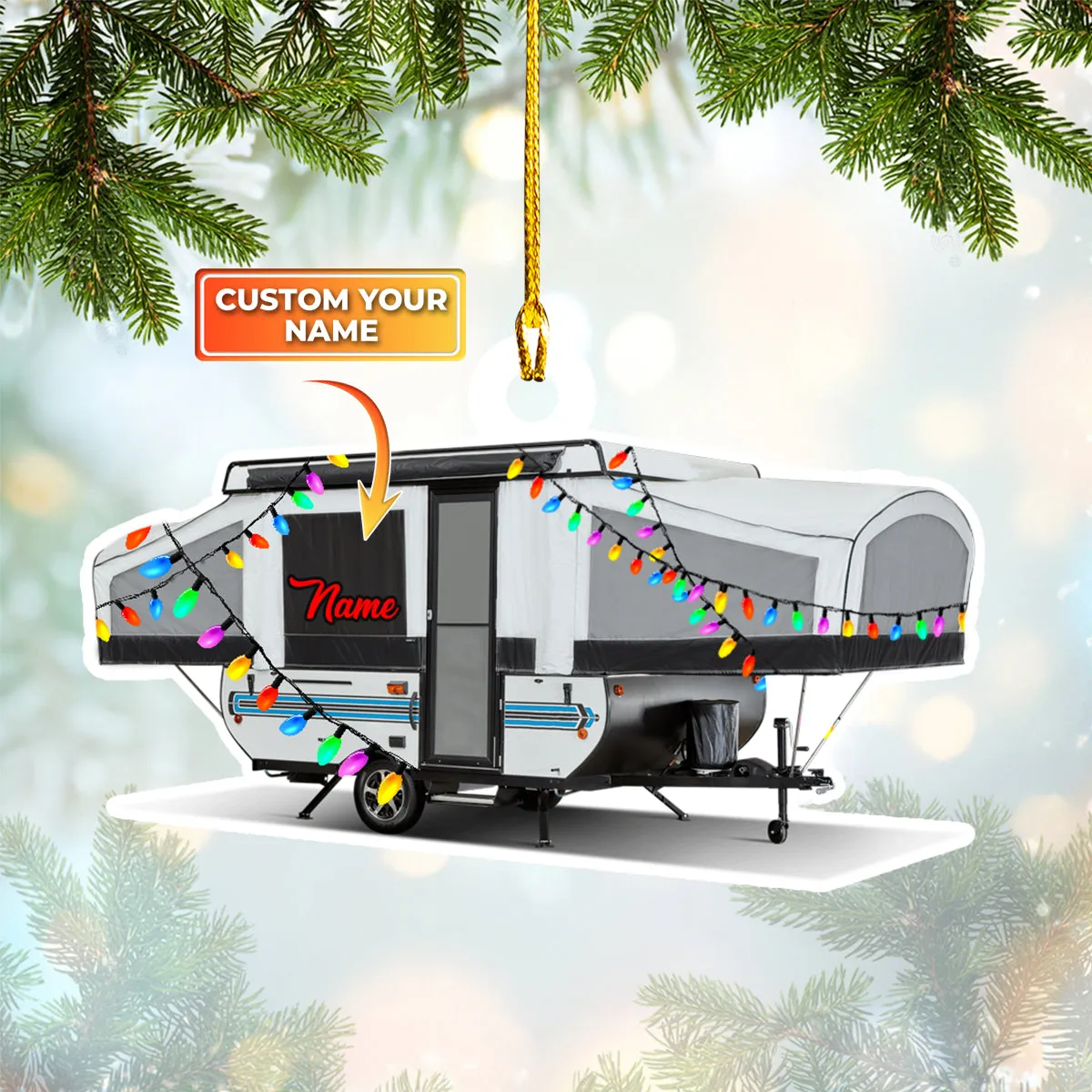 Popup Camper - Custom Shaped Ornament 96