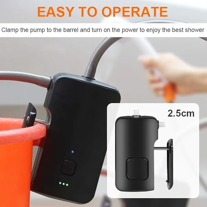 Portable Camping Shower Set, Built-in 4400mAh,USB Rechargeable Waterproof Battery Shower Pump Collapsible Bucket for Family Camp Hiking Backpacking Travel Beach Pet Flowering, Outdoor Water System