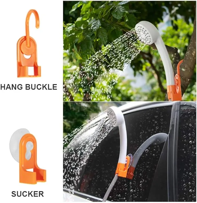 Portable Camping Shower Set, Built-in 4400mAh,USB Rechargeable Waterproof Battery Shower Pump Collapsible Bucket for Family Camp Hiking Backpacking Travel Beach Pet Flowering, Outdoor Water System