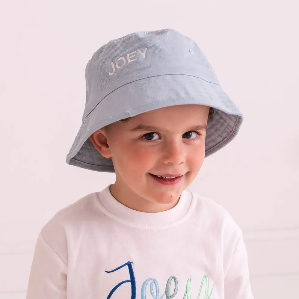 Powder Blue Personalised Bucket Hat