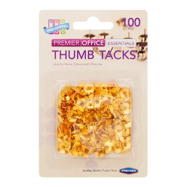 Premier Office - 100 Brass Thumb Tacks