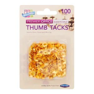 Premier Office - 100 Brass Thumb Tacks