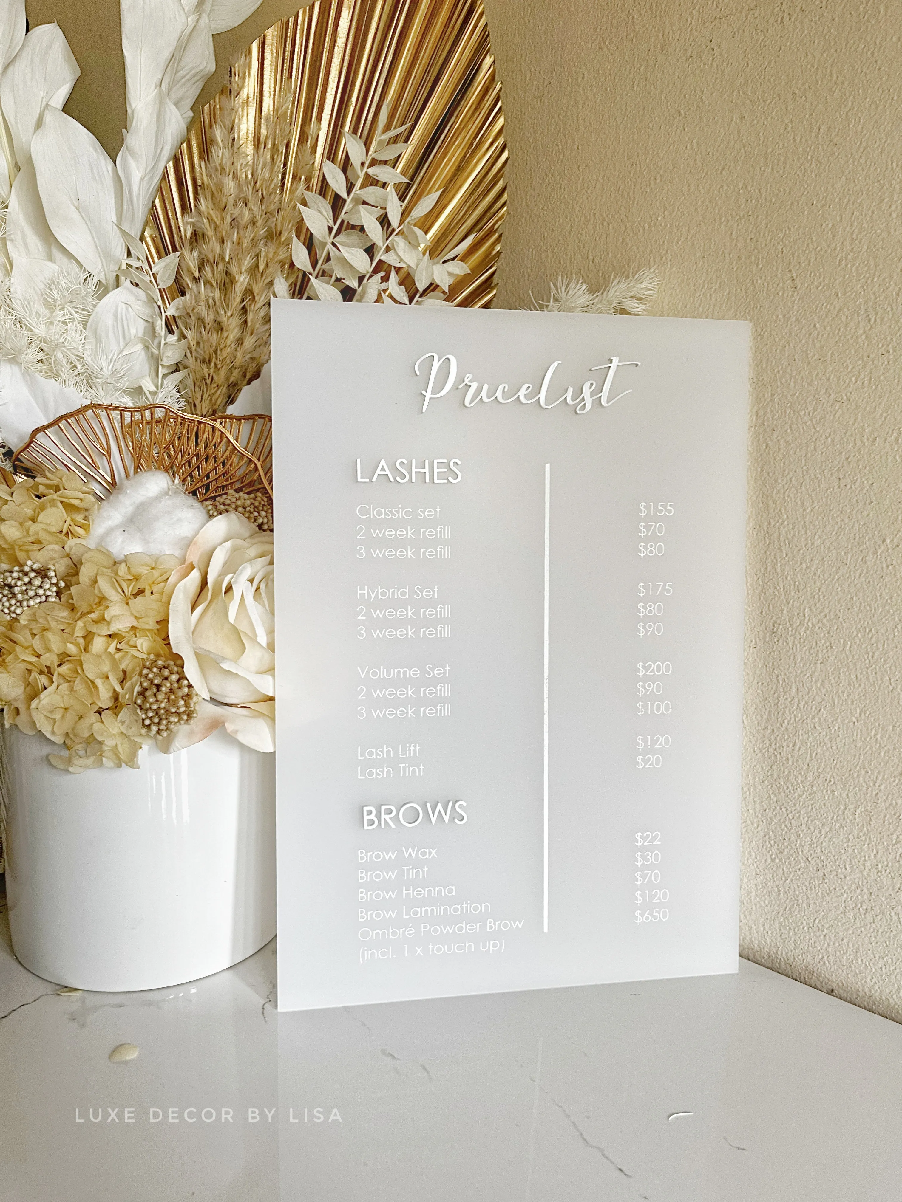 Pricelist Acrylic Sign - Printed