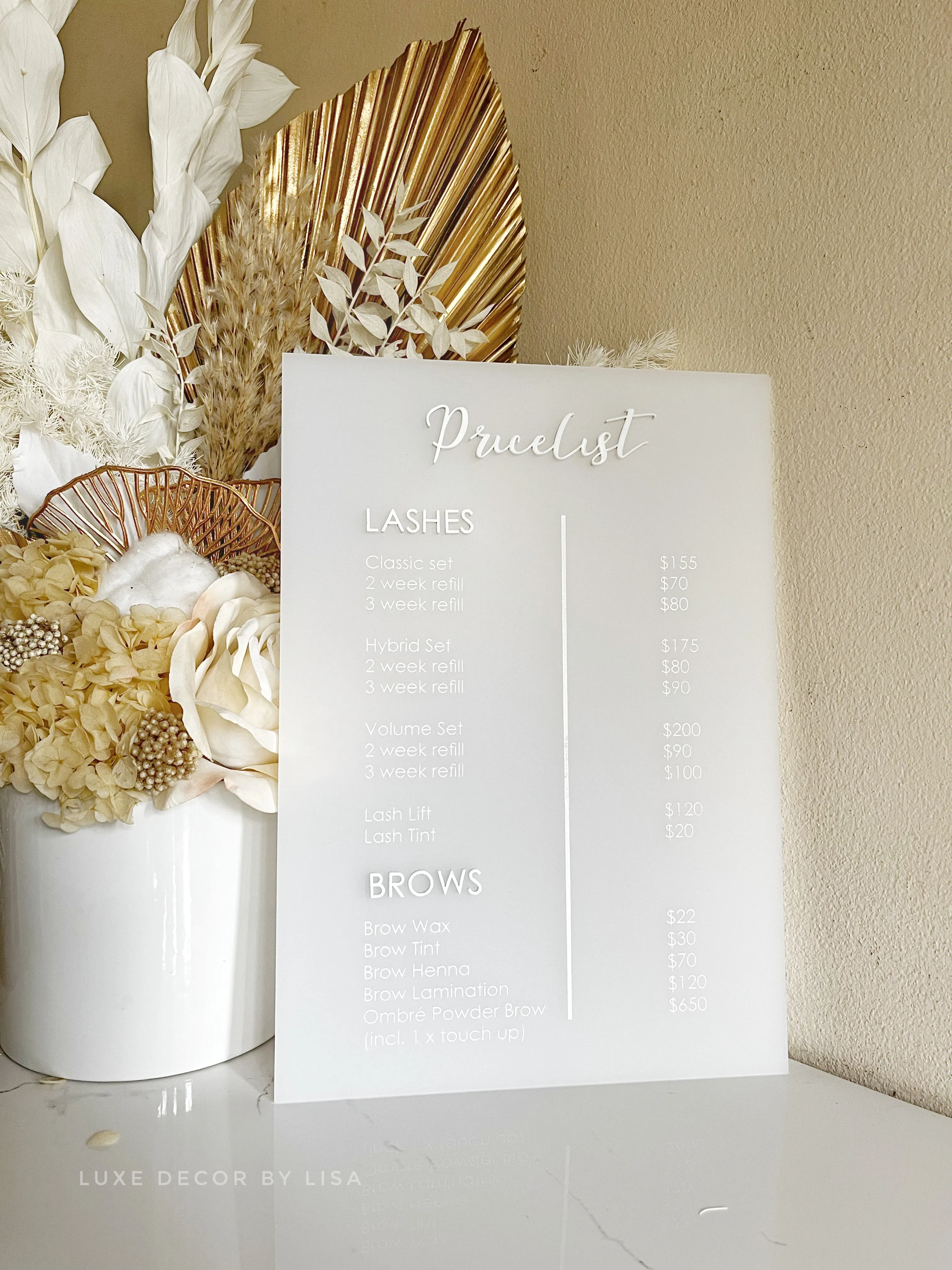 Pricelist Acrylic Sign - Printed