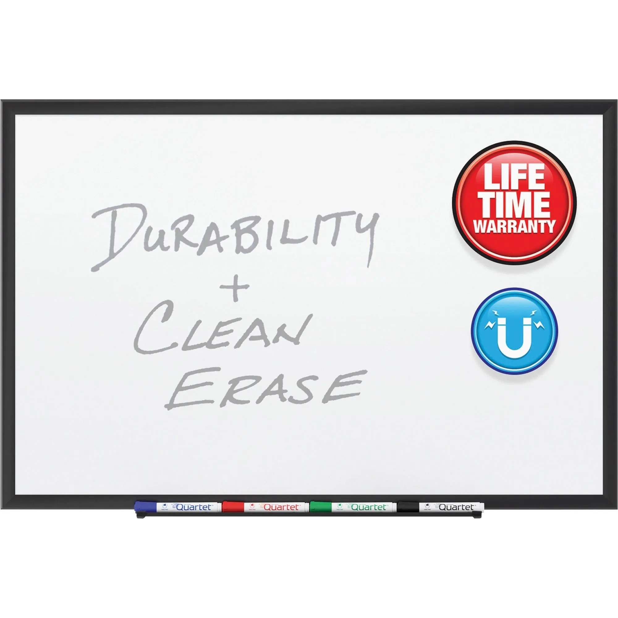 Quartet® Premium DuraMax® Porcelain Magnetic Whiteboard, 3' x 2', Black Aluminum Frame