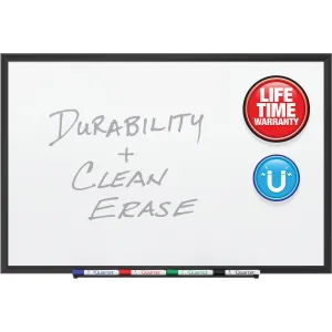 Quartet® Premium DuraMax® Porcelain Magnetic Whiteboard, 8' x 4', Black Aluminum Frame