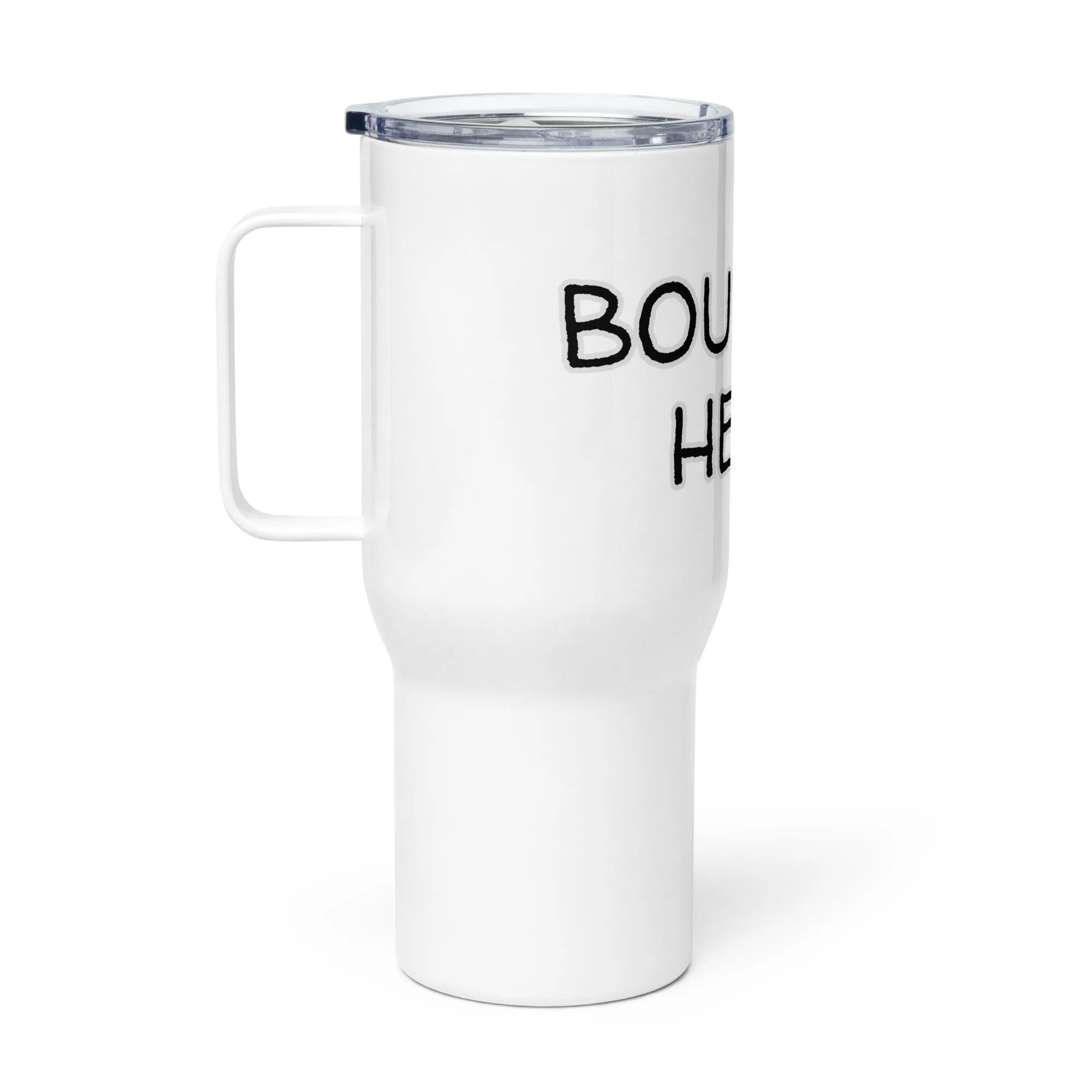 "Bourbon Helps" Travel mug with Handle