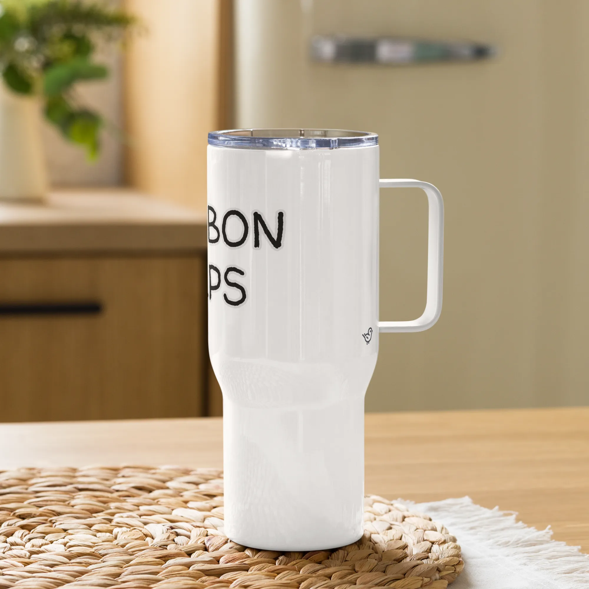 "Bourbon Helps" Travel mug with Handle