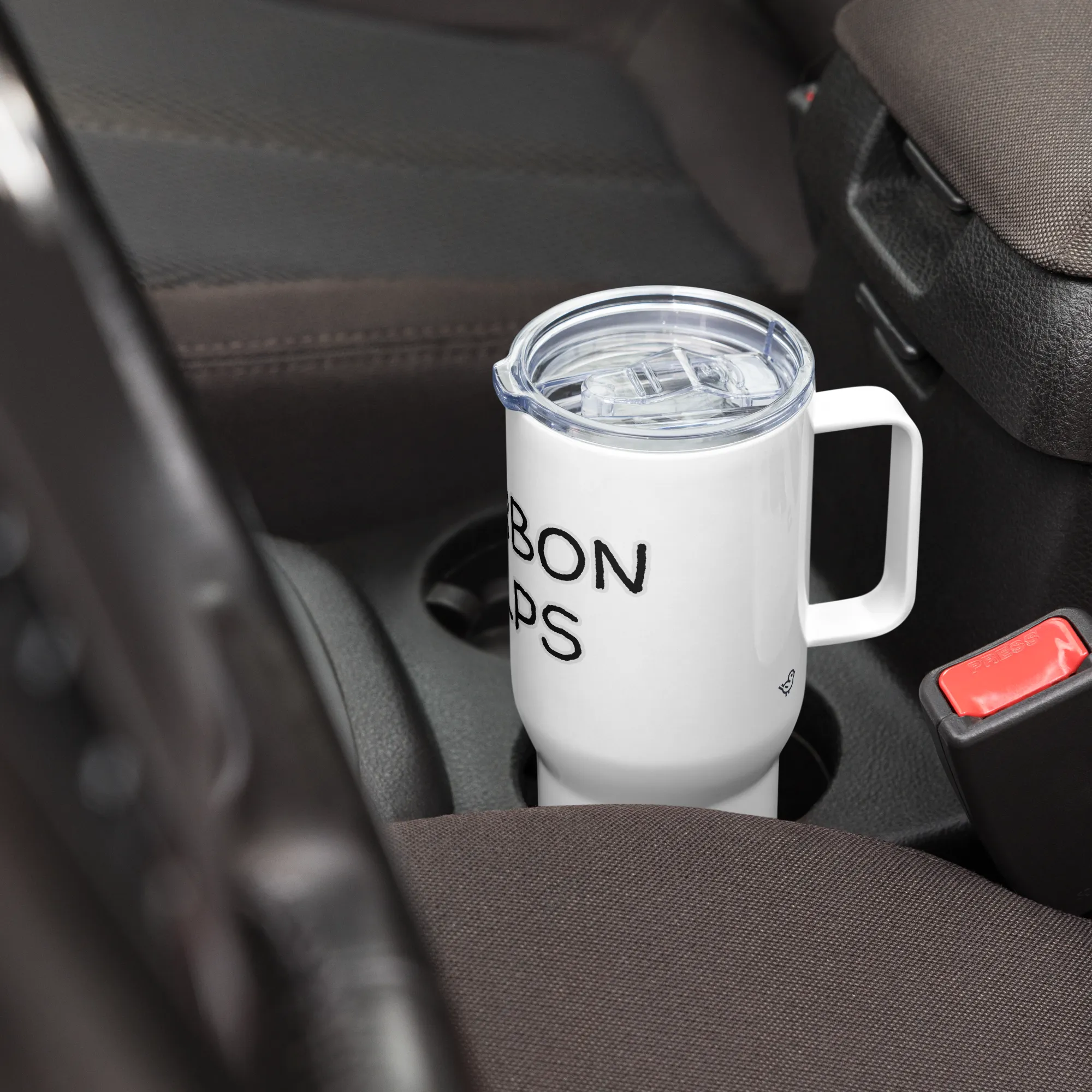 "Bourbon Helps" Travel mug with Handle