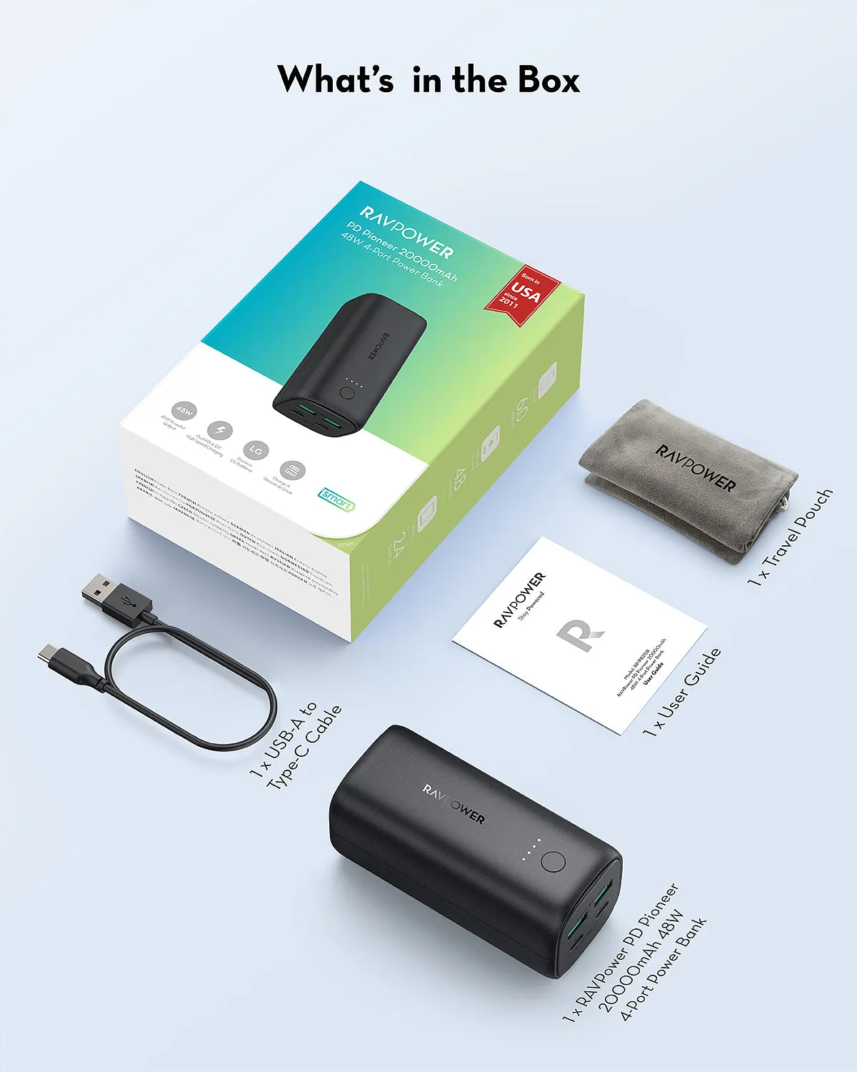 RavPower - PD Pioneer 20000mAh 48W 4-Port Power Bank