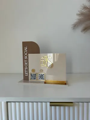 Rectangle Social, Logo, 2 QR's   Card Holder