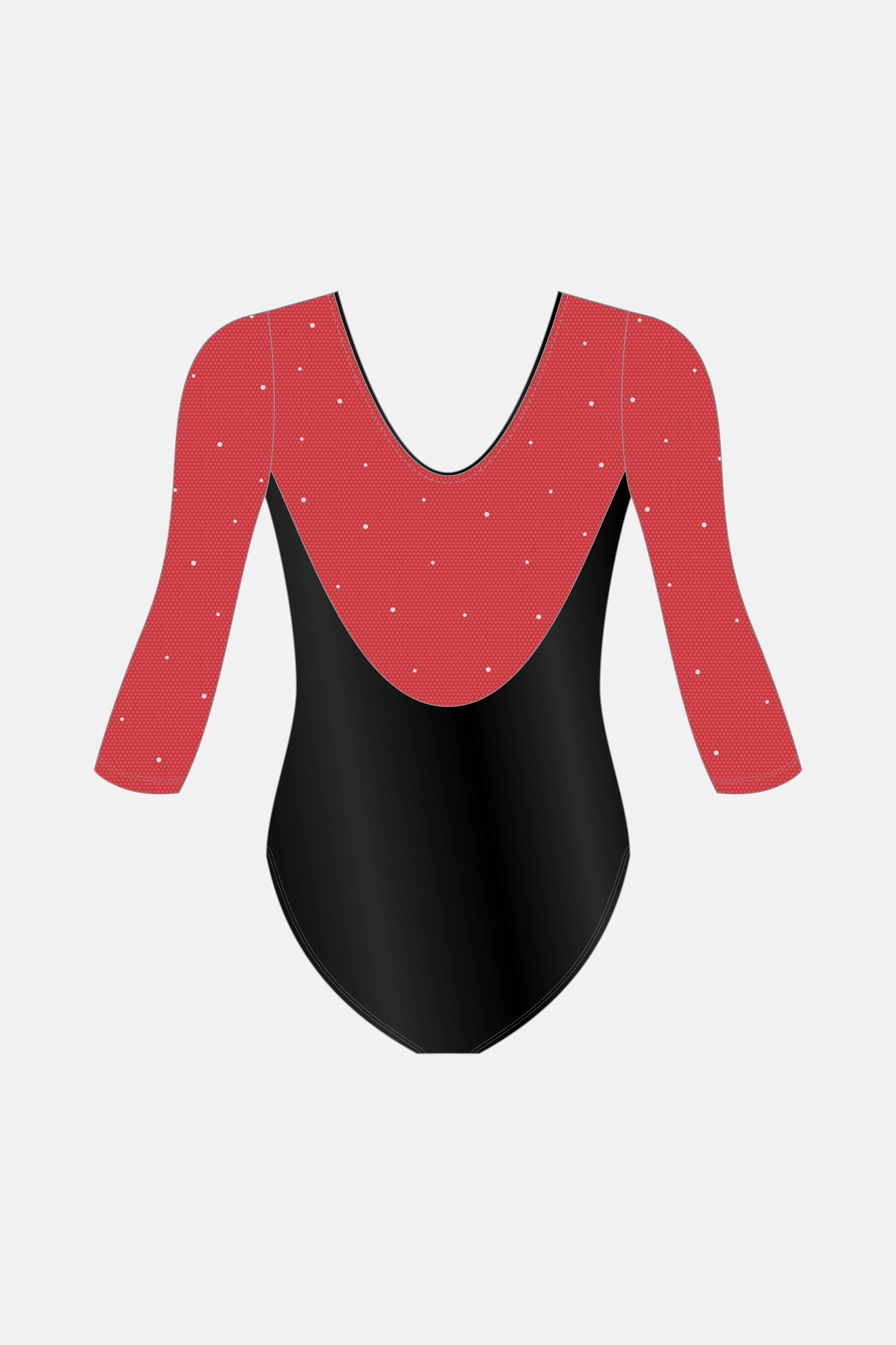 Red Black Rita 3/4 Slv Leotard