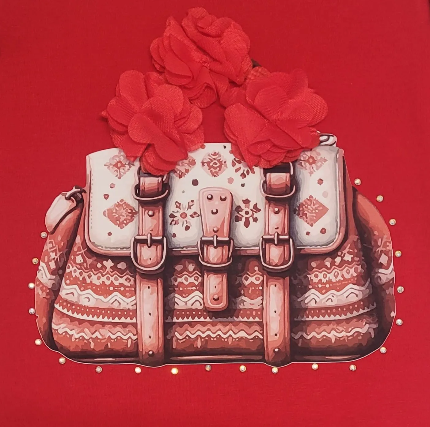 Red handbag top & Christmas skirt set