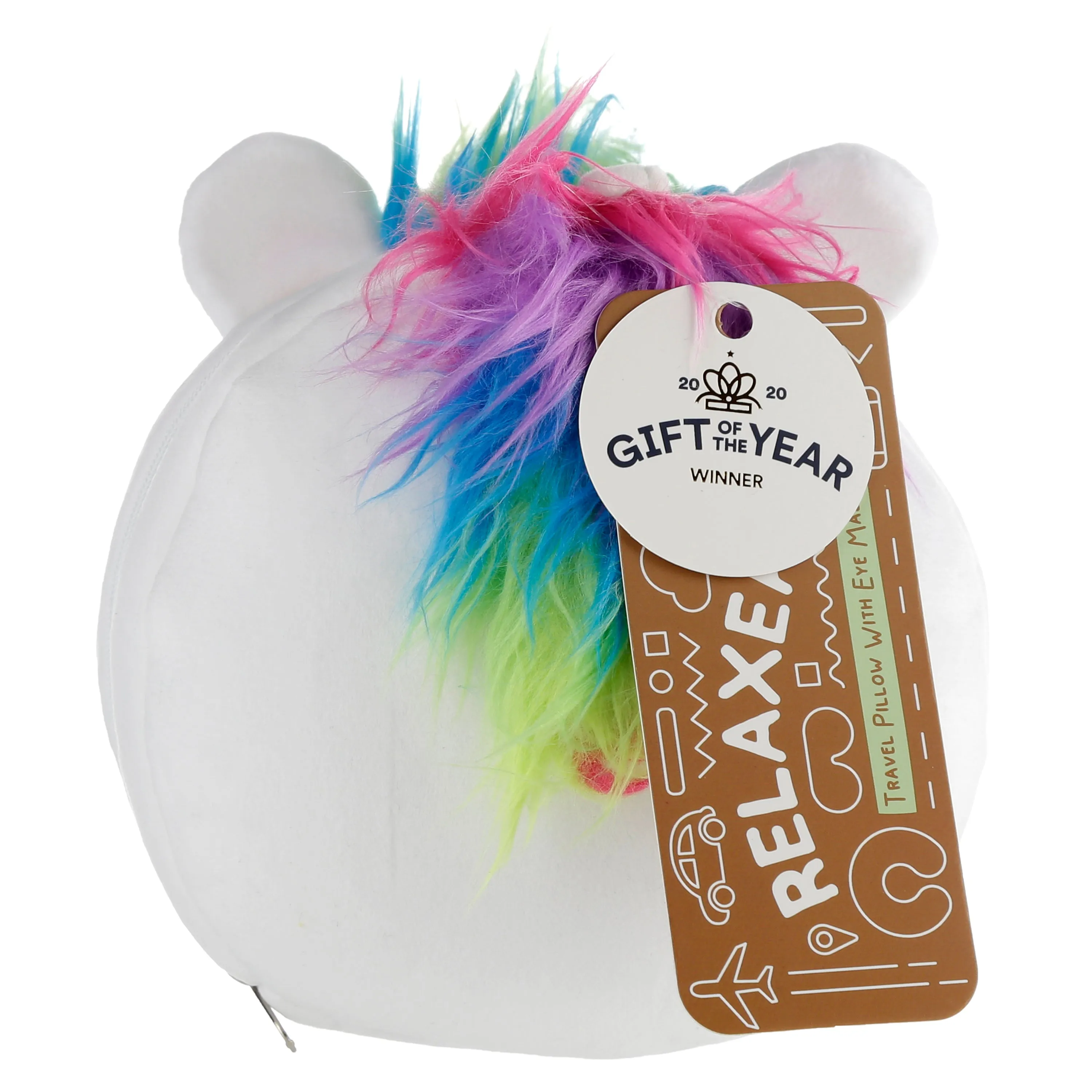 Relaxeazzz Unicorn Round Plush Travel Pillow & Eye Mask
