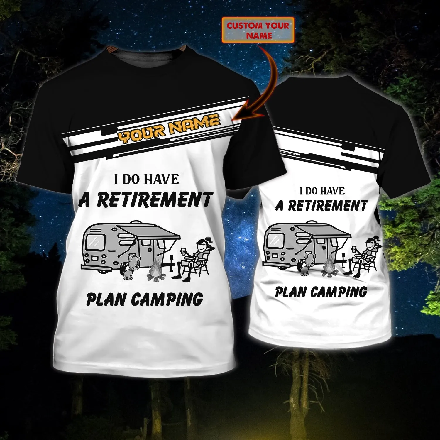 Retirement Camping - Personalized Name 3D T Shirt - ATM2K