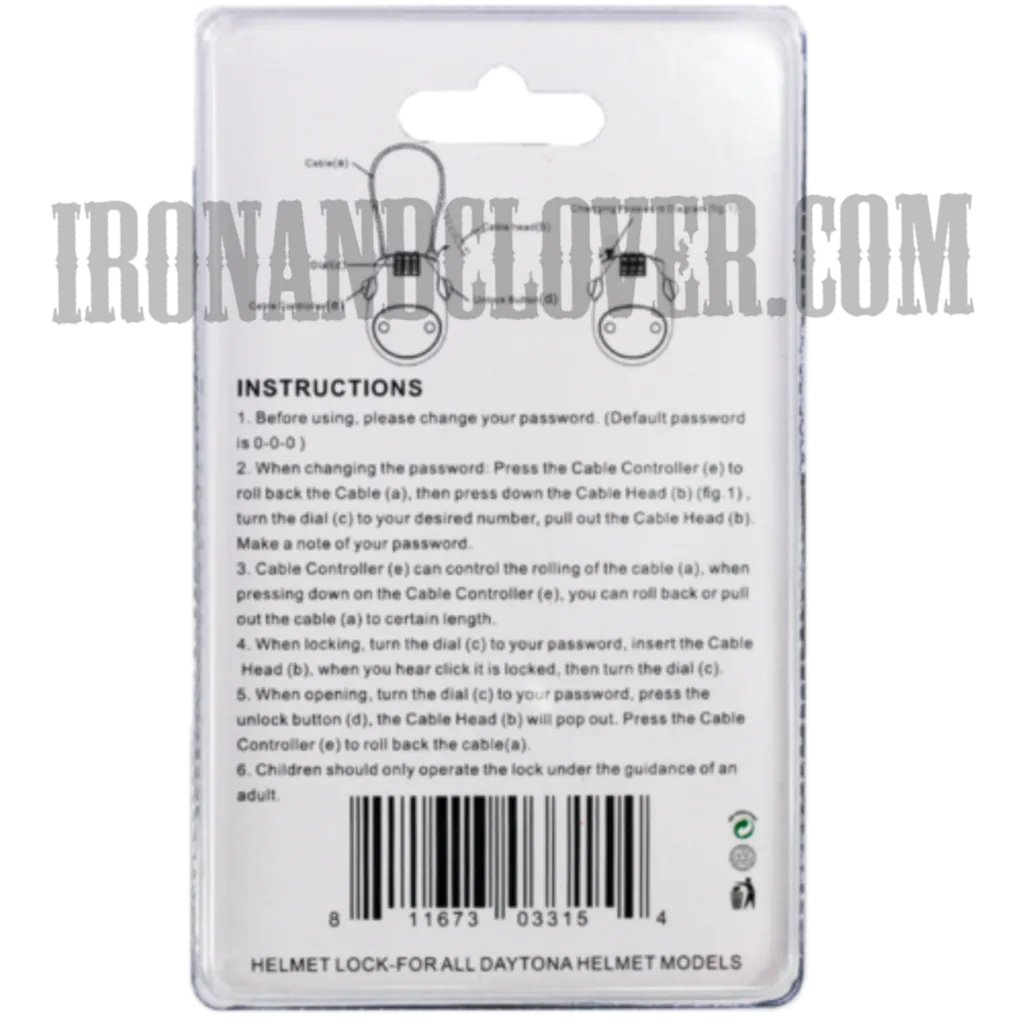 Retractable Cable Helmet Lock