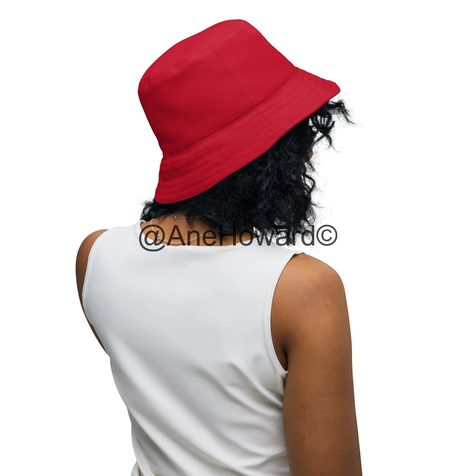 Reversible bucket Hat Zebra Cherry Red