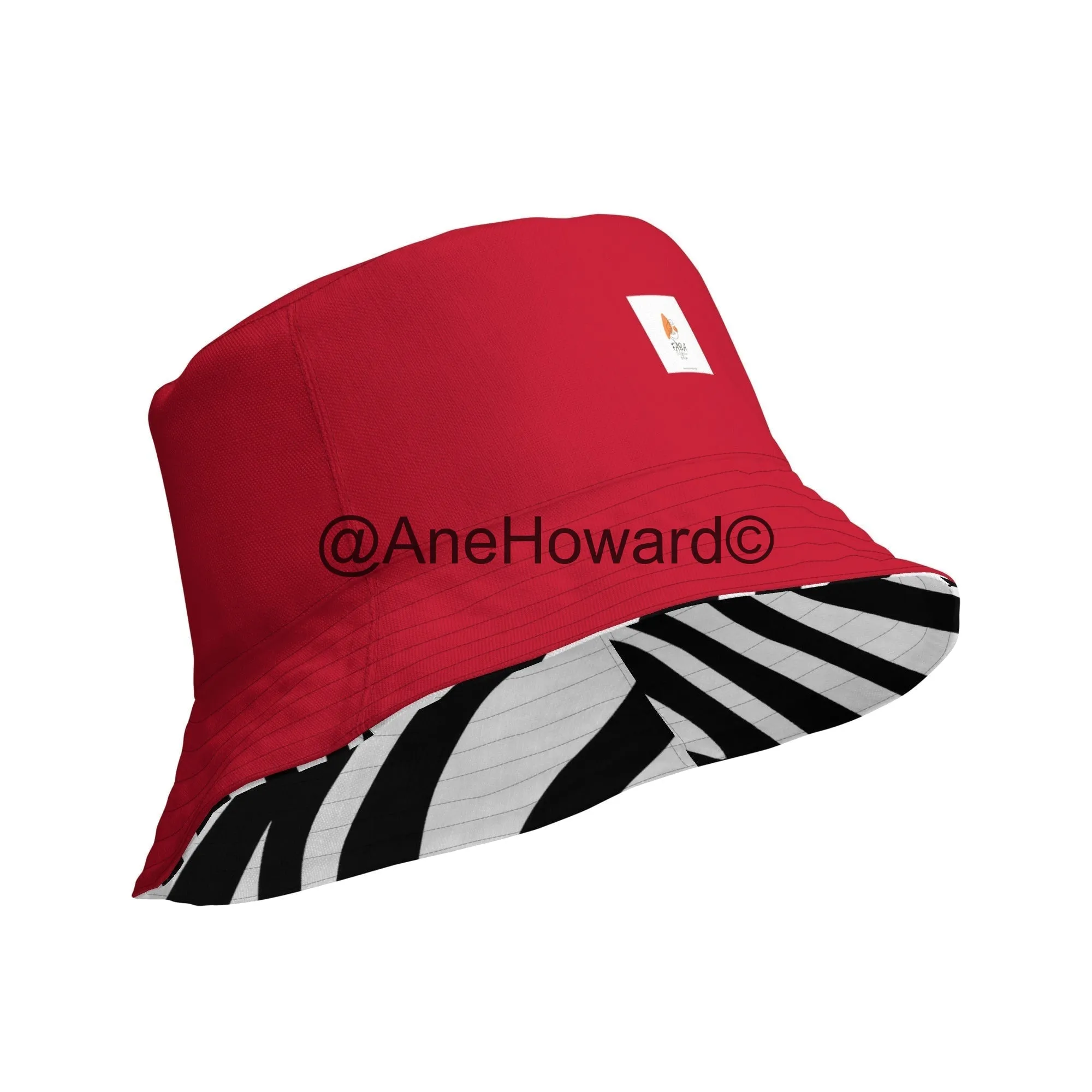 Reversible bucket Hat Zebra Cherry Red