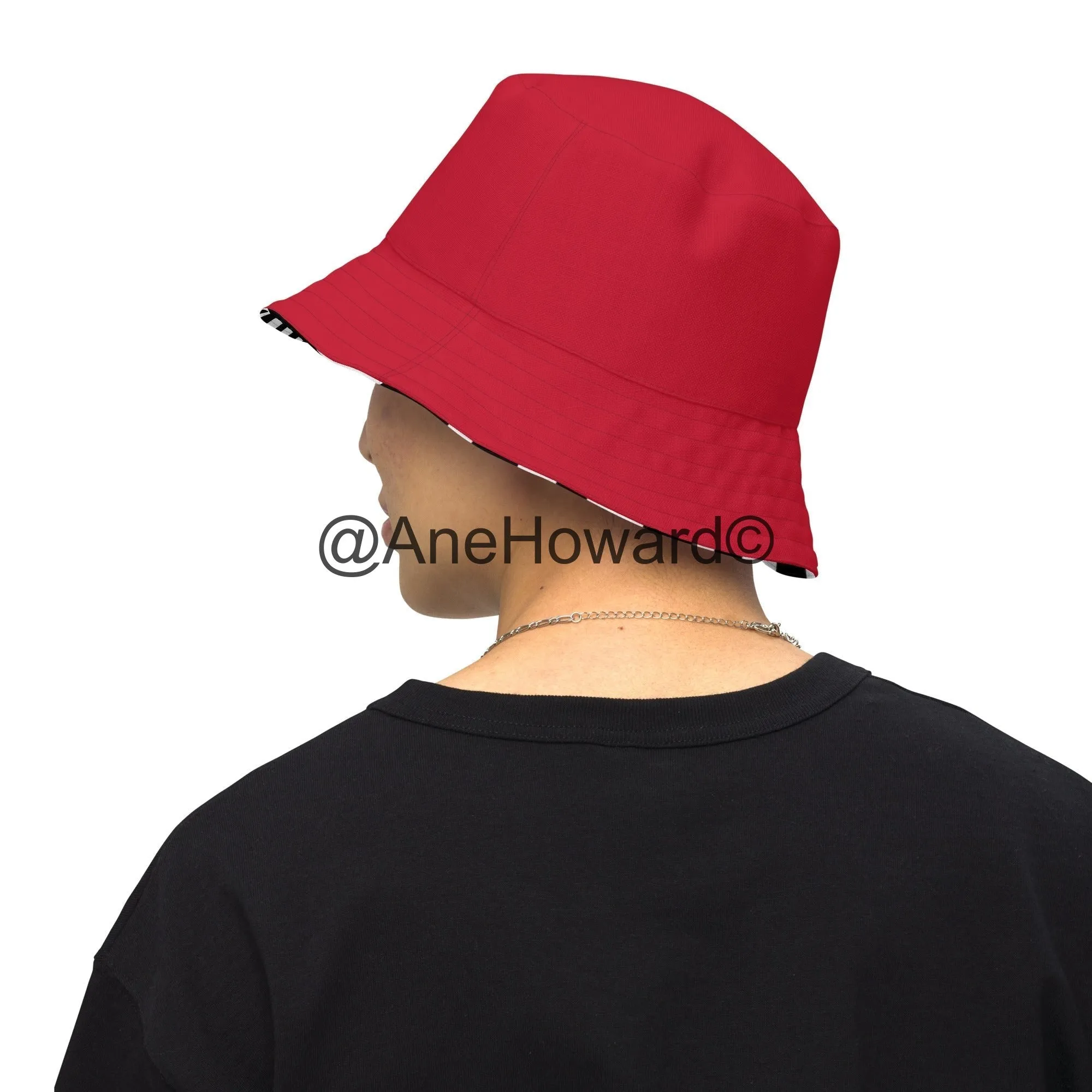 Reversible bucket Hat Zebra Cherry Red