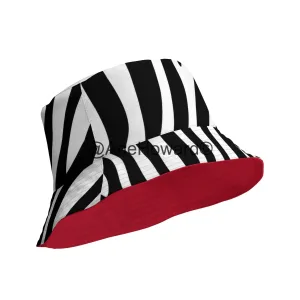 Reversible bucket Hat Zebra Cherry Red