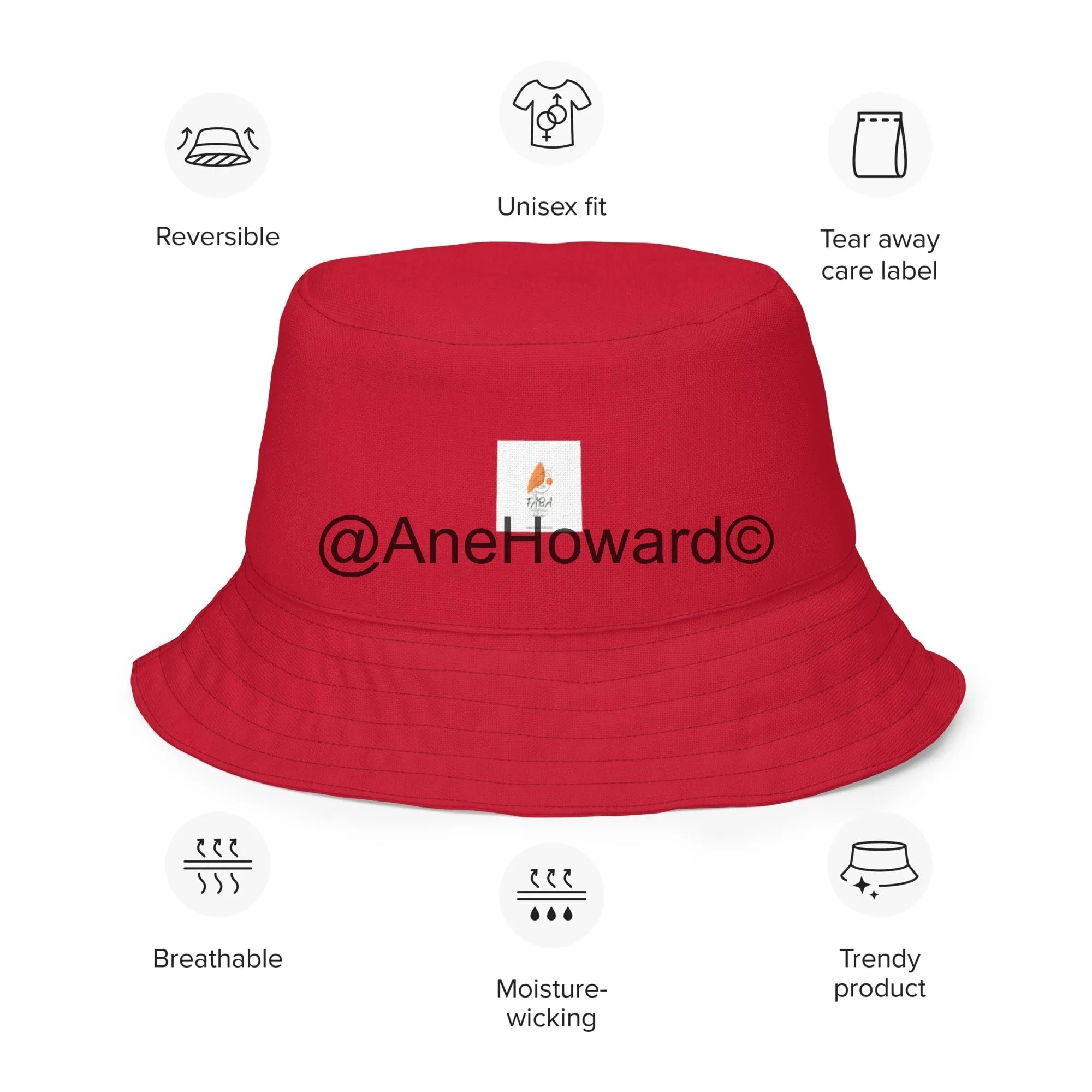 Reversible bucket Hat Zebra Cherry Red
