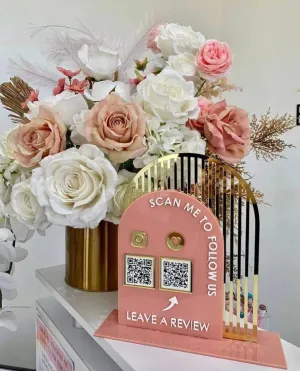 Reviews and Instagram Double Arch QR Sign Modern
