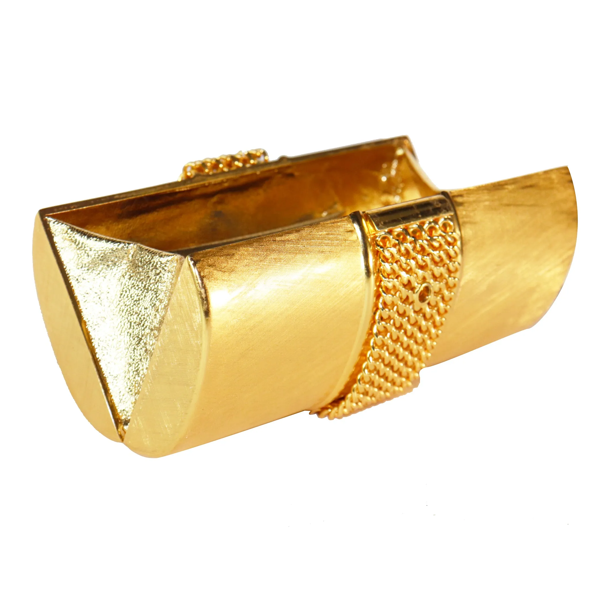 Rodo Golden Minaudière Handbag with Buckle Strap
