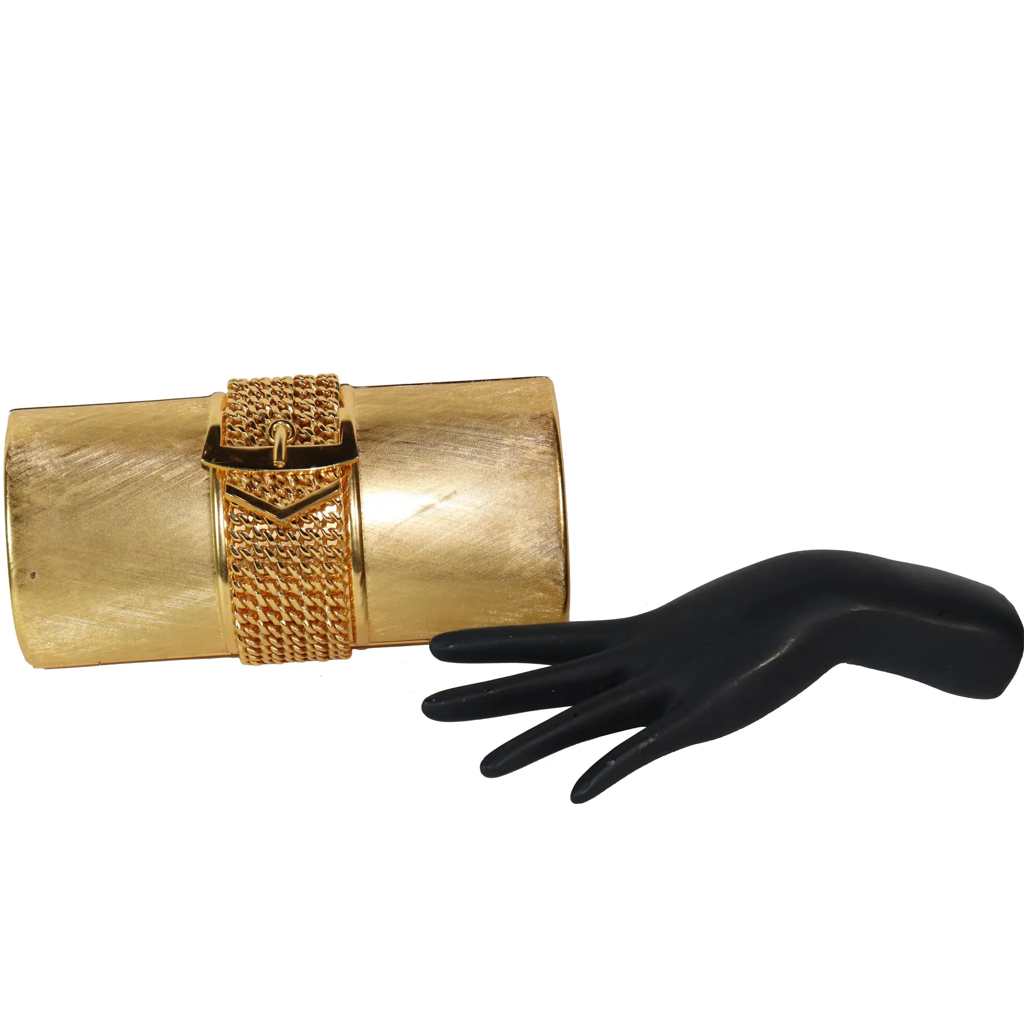 Rodo Golden Minaudière Handbag with Buckle Strap