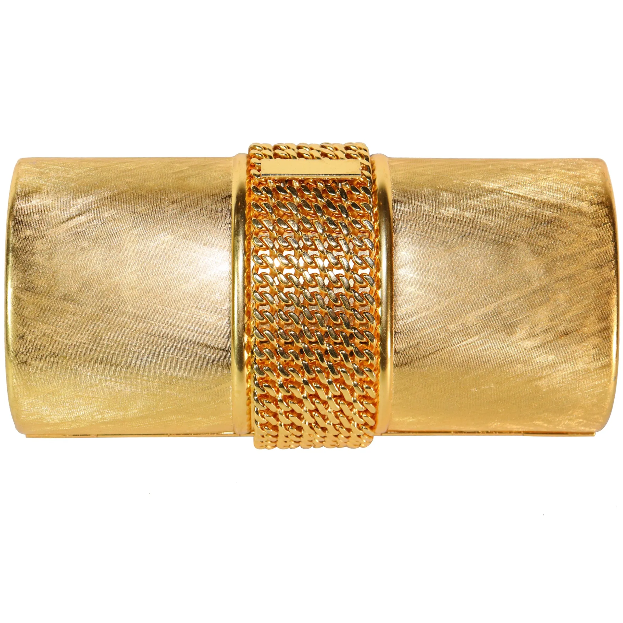Rodo Golden Minaudière Handbag with Buckle Strap