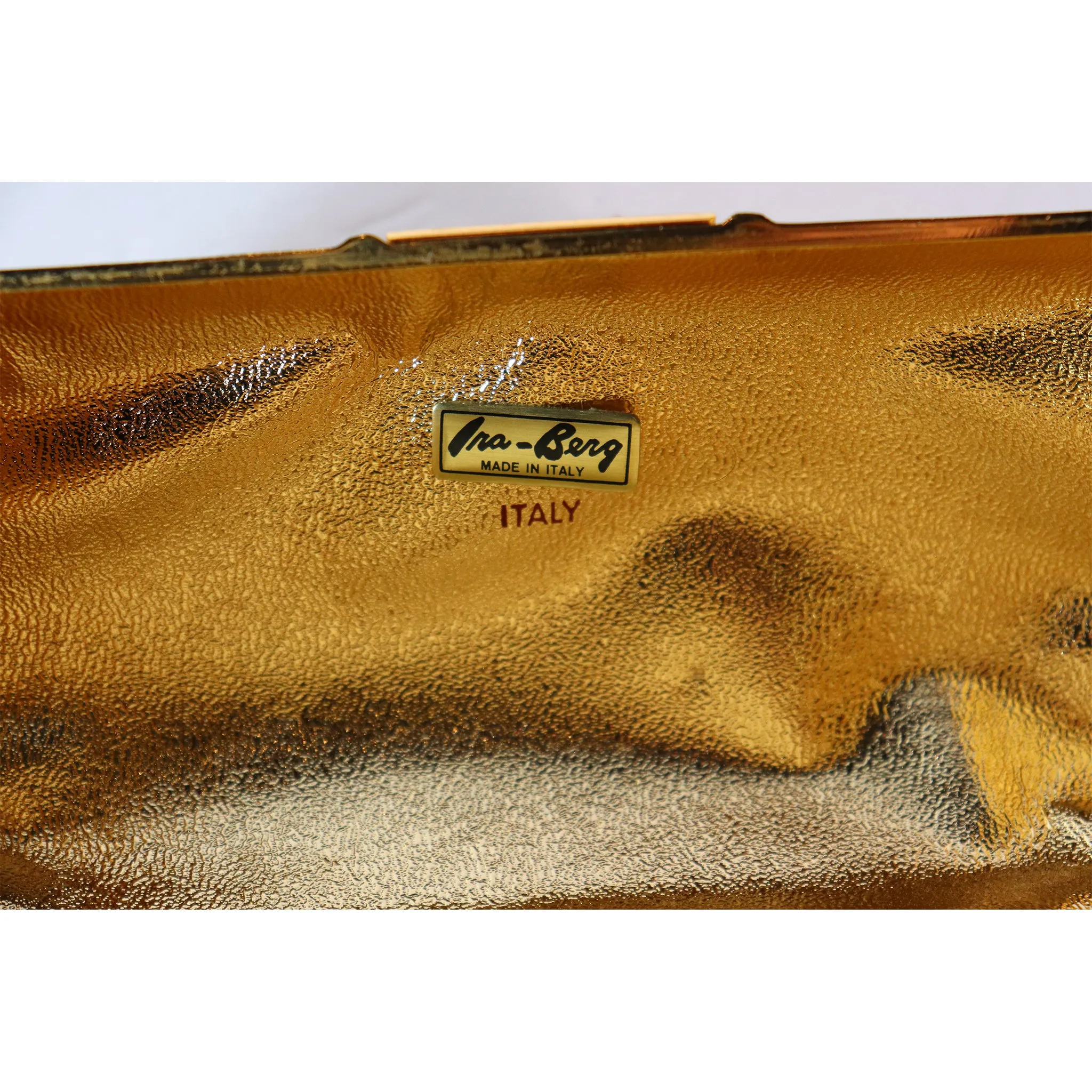Rodo Golden Minaudière Handbag with Buckle Strap