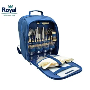 Royal Picnic Travel Cooler Rucksack, Plates, Cutlrey & Glasses - 4 Persons