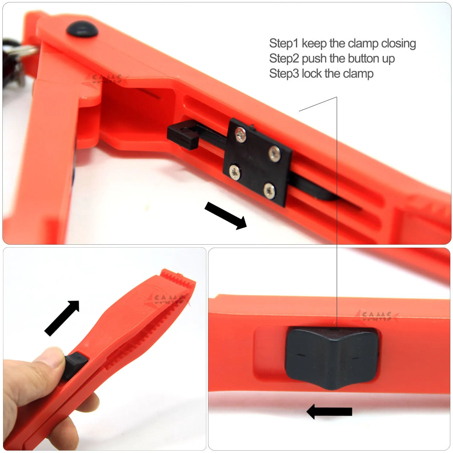 SAMSFX Fishing Gripper w/ Lock Switch Fish Grip Clamp Body Holder Controller Tool